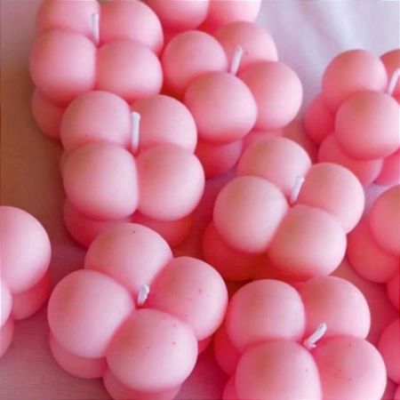 Handcrafted Soy Wax Pink Bubble Candle Set of 4